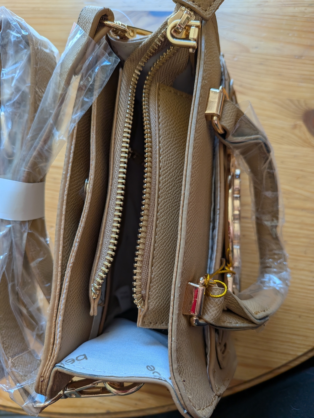 bebe Taupe Mini Satchel with Gold Hardware - Picture 5 of 8